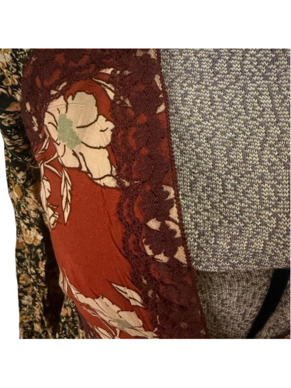 Floral Patchwork Wrap Maxi Dress - Rust - Picture 6 of 6